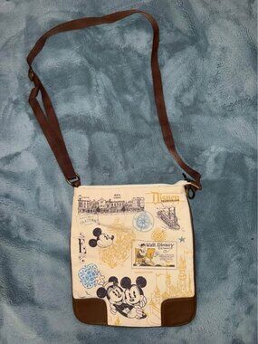 Disney Parks Authentic Mickey and Minnie Canvas Crossbody Bag
